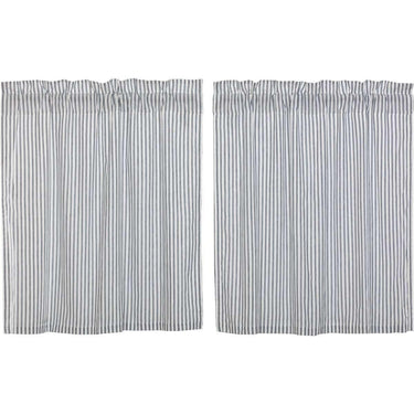Sawyer Mill Blue Ticking Stripe Tier Curtain Set of 2 L36xW36 VHC Brands - The Fox Decor